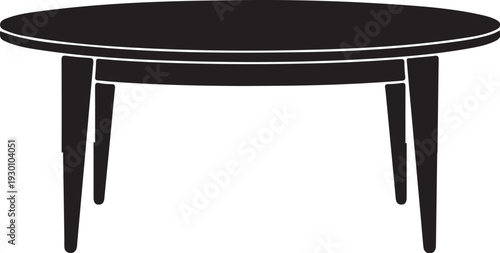 Black round table with four tapered legs black table