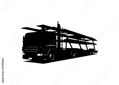 Black Silhouette Car Carrier Truck Vector