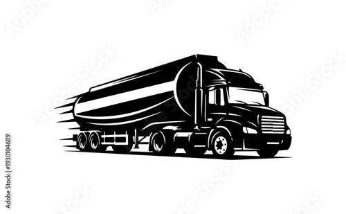 Black Tanker Truck Vector Illustration