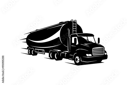 Black Tanker Truck Vector Illustration