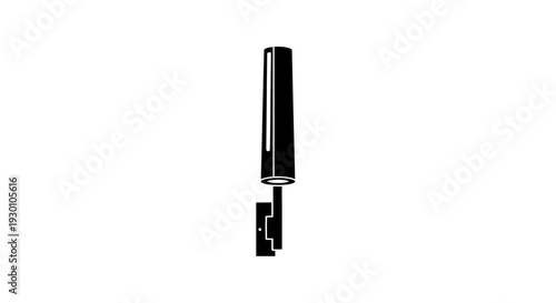 Sleek black cylindrical wall light fixture modern design icon graphic on white surface