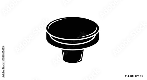 Abstract black round button or furniture knob simple vector silhouette graphic design element for