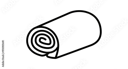 Stylized black outline drawing of a coiled fabric or mat for versatile graphic design applications