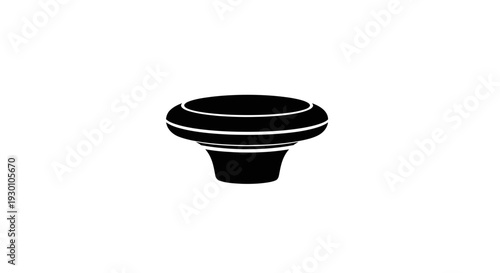 Elegant round black silhouette icon of a vintage furniture pull handle on a white background