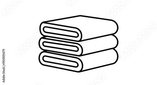 Neatly Folded Fabric Stack Outline Icon Representing Laundry, Storage, and Domestic Organization