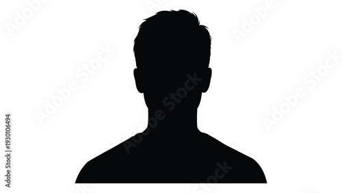 A black silhouette of a man's head and shoulders isolated on white background, Vector