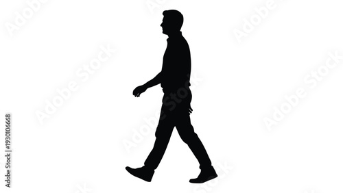 A silhouette of a man walking alone isolated on white background, Vector