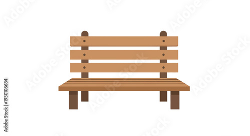 Wooden Bench Image, Vector Illustration, Outdoor Seating, Park Design, Public Furniture