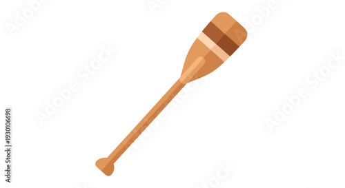 Wooden Paddle Vector Illustration, Flat Design for Boating, Recreation, and Water Sports