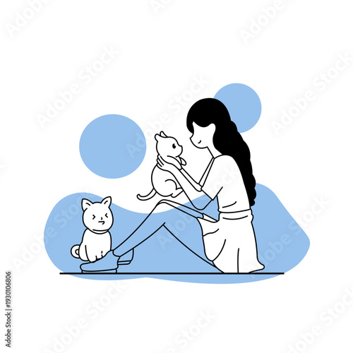Playing With Pet at Home Illustration