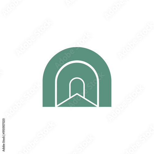 Arched tunnel doorway icon with nested arches