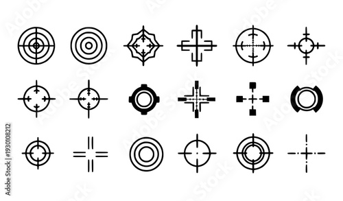 A set of various target icons in a minimalist flat design style