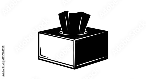 Essential hygiene item: a simple black silhouette illustration of a facial tissue box