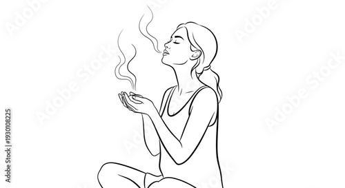 Serene woman embracing aromatic steam for ultimate relaxation and holistic well-being