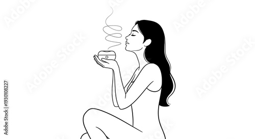 Graceful woman finds tranquil serenity through essential oil aromatherapy for ultimate well-being