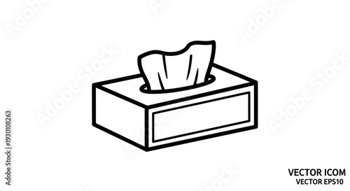 Minimalist graphic outline of a soft facial tissue box, symbolizing everyday hygiene and comfort