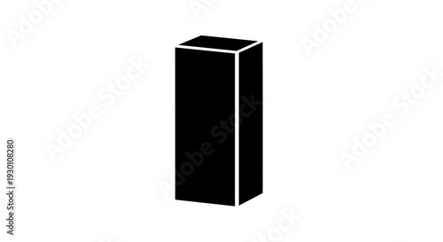 Minimalist geometric black rectangular prism on white creating a modern abstract element