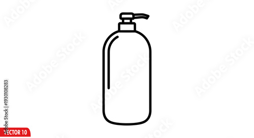 Elegant minimalist line art icon of a modern pump dispenser bottle for liquid soap or cosmetic