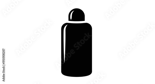 A classic black silhouette of a versatile container bottle with a rounded cap icon minimal, sleek