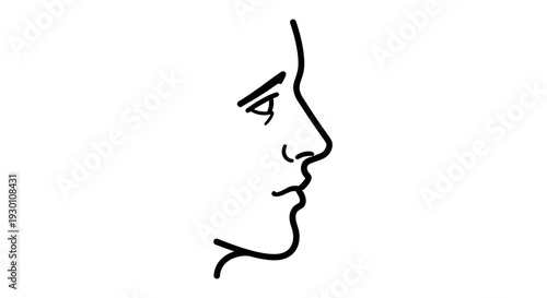 Abstract black line art depicting a human face in profile, illustrating contemplation or focus in