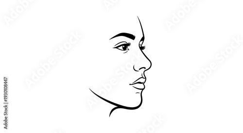 Elegant profile line art of a woman's face suitable for beauty and fashion graphic design projects