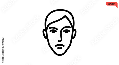 Minimalist Line Art Human Face Icon Vector Graphic Design Element for Profile Avatars and User