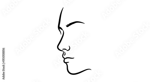 Simple flowing lines depicting a serene human silhouette in thoughtful contemplation and artistic