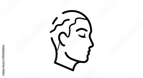 Minimalist line art profile of a serene human head with closed eyes symbolizing peace and