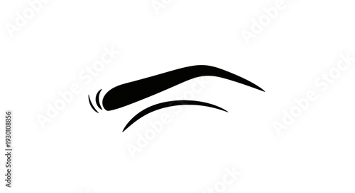Minimalist black outline of an expressive human eyebrow and delicate eyelid contour