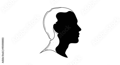 Abstract human profile illustration symbolizing the duality of mind and complex thought processes
