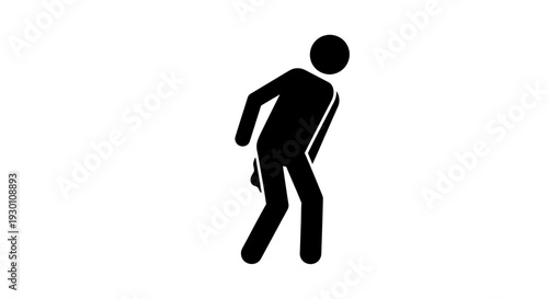 Urgent physical discomfort pictogram showing a person with a bent back or stomach ache