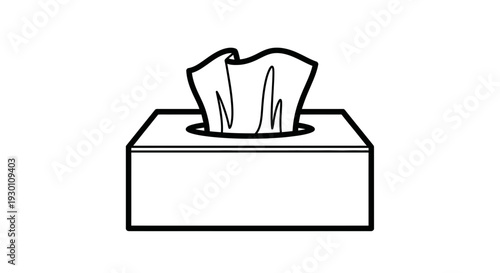 Minimalist outline drawing of a facial tissue box offering comfort and hygiene
