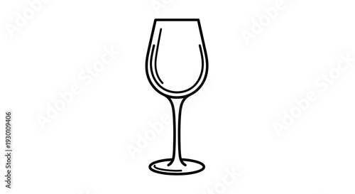 Elegant minimalist outline illustration of a classic wine glass, perfect for sophisticated design