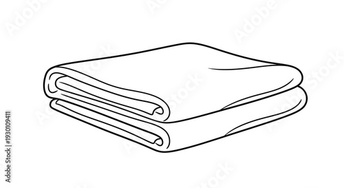 Crisp monochrome illustration of neatly folded domestic fabric stack representing order and