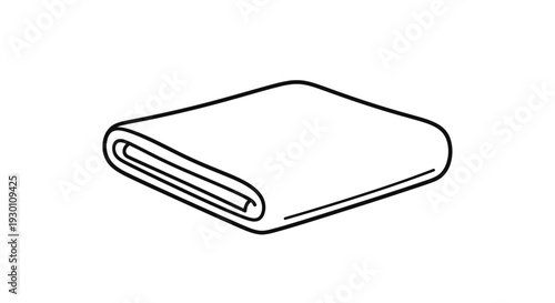 Minimalist line art illustration depicting a neatly folded textile item, clean vector graphic design