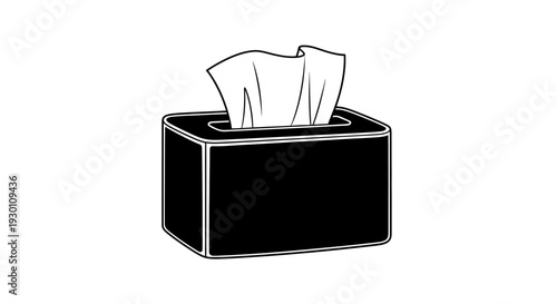 Essential household facial tissue dispenser graphic in monochrome for cleanliness and comfort needs