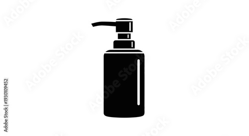 Sleek black silhouette pump dispenser bottle icon for health and hygiene products