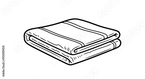 Neatly folded textile for household comfort and hygiene essentials line art illustration
