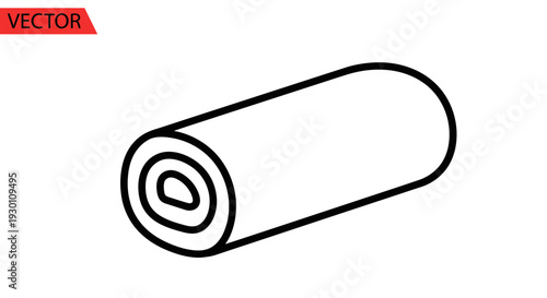 Minimalist black outline drawing depicting a cylindrical roll perfect for various graphic design