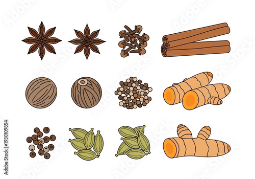 Assorted Spices and Herbs for Cooking.