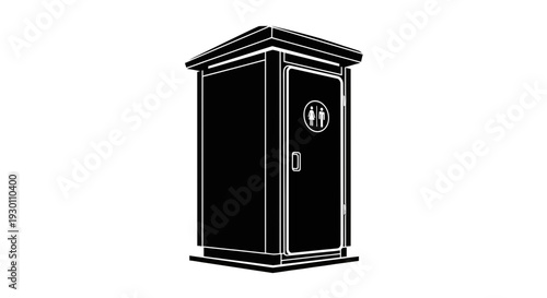 Essential public sanitation facility graphic in clean monochromatic vector style