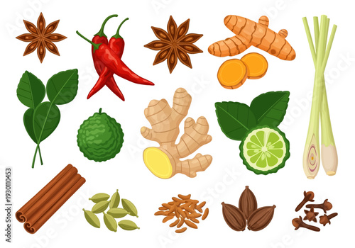 Assorted Spices and Herbs for Cooking.