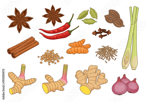 Assorted Spices and Herbs for Cooking.