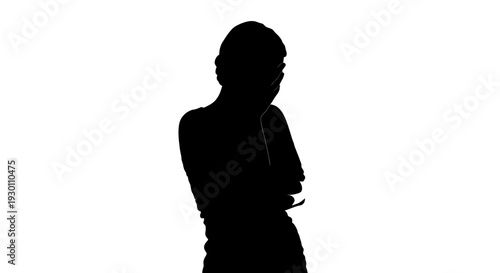 Dramatic black silhouette of a person covering their face in despair or deep thought