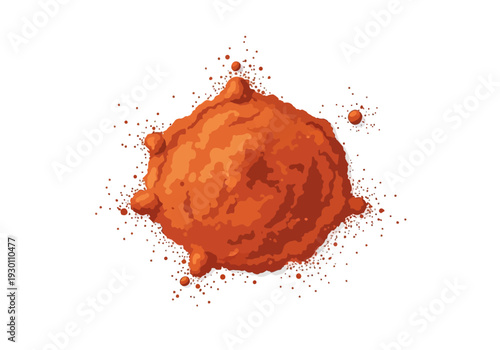 Orange Powder Splash Droplet Close Up View.