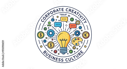 Corporate creativity and business culture concept illustration on white background