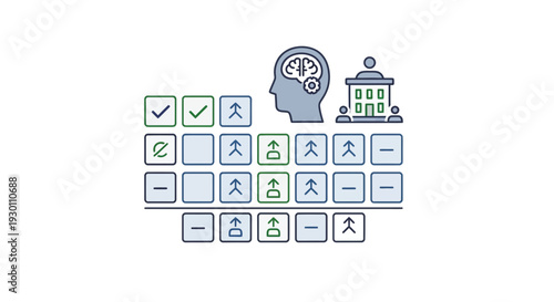 Conceptual illustration of business success and decision making process