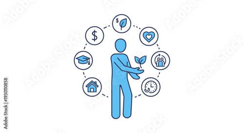 Conceptual illustration of life choices and financial well being