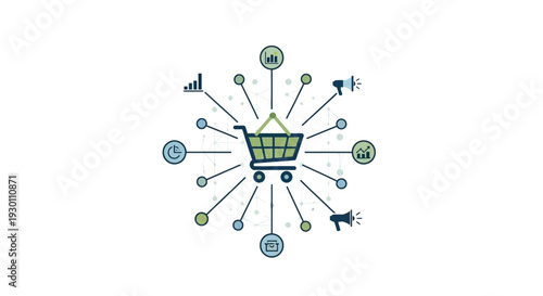 Conceptual illustration of marketing strategies and e commerce tactics