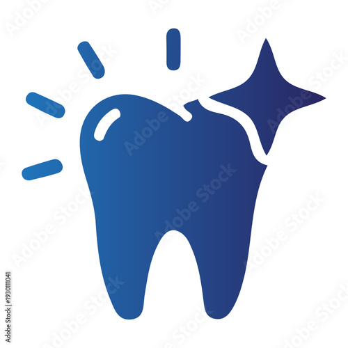 A clean and healthy tooth icon symbolizing dental care and oral hygiene with sparkling effects